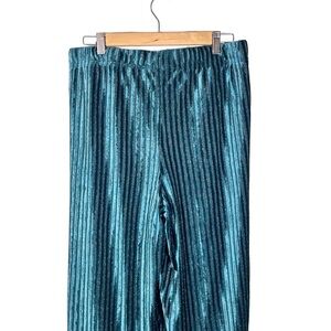 New!! House of Harlow 1960 Emerald Green Velvet Metallic Shimmer Wide Leg Pants